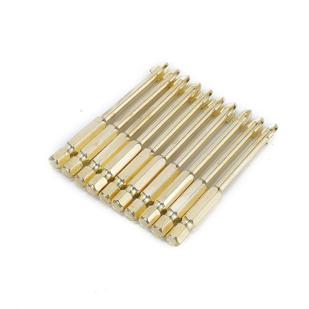 10pcs 6mm Ceramic Tile Marble Glass Drill Bits Spear Head Hex Shank