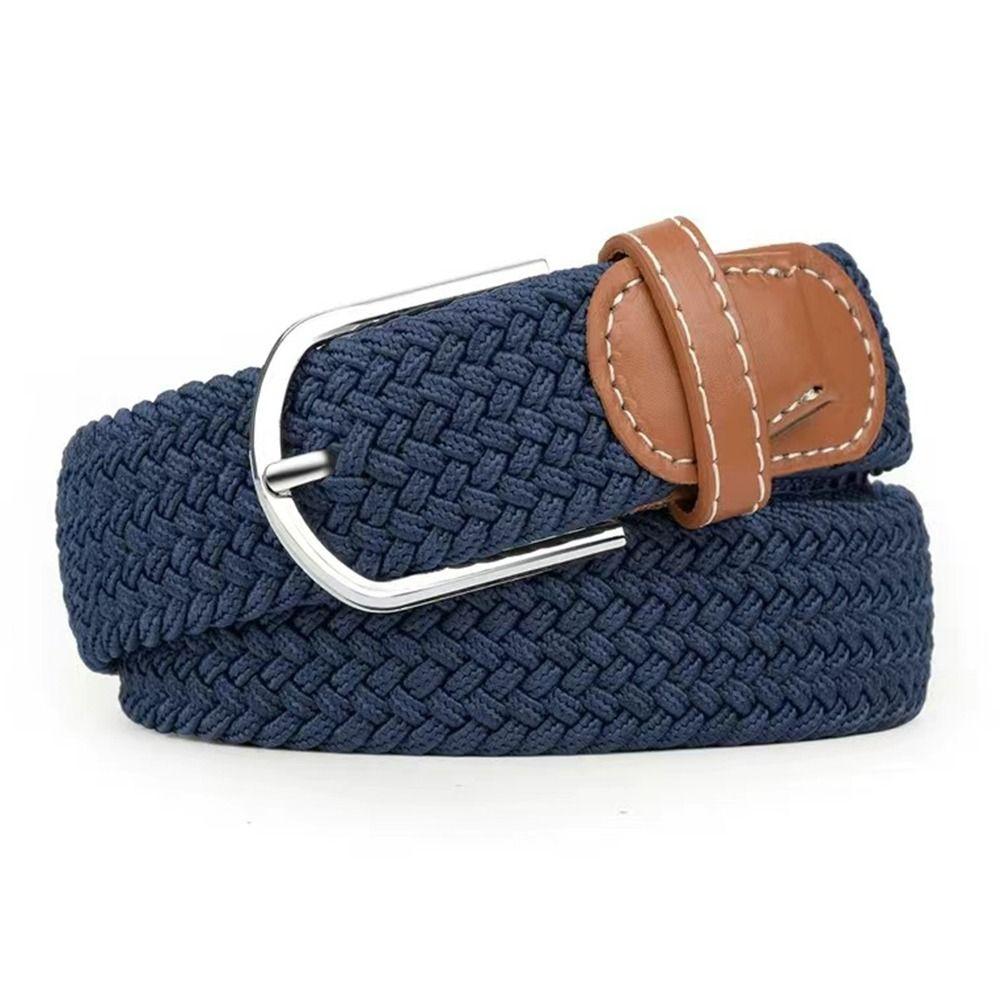 Multicolored Elastic Braided Belt No Hole Men's Waistband Durable Stretch Woven Belt  Women