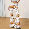 Women Casual Halloween Printed Flared Yoga Pants High Waist Stretch Bell Bottom Trousers for Fitness and Everyday Wear