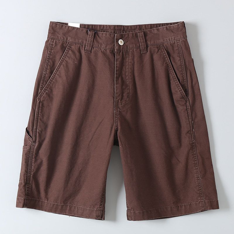 Export Surplus Heavy-Duty Washed Cotton Summer Men's Workwear Straight-Leg Shorts, Five-Point Mid-Length Pants