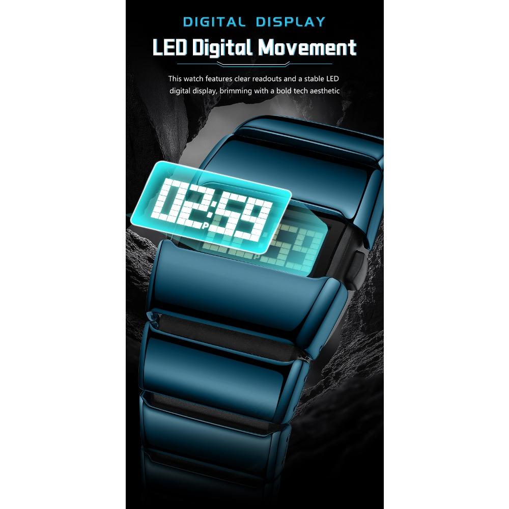 POEDAGAR Top Original LED Men Watch Waterproof Week Calendar Alarm Man Wristwatch Sport Stainless Steel Electronic Men's Watches
