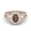 7X5MM Oval Shape Smoky Quartz 925 Sterling Silver Rose Vermeil Split Shank Women Wedding Ring