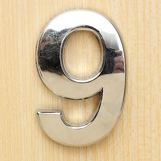 Digit Polished Number Sticker Plated Plate Pattern Nickel Sign Number Decal for Hotel
