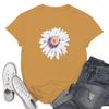 Ladies Casual Chrysanthemum Printed T-Shirt Round Neck Pullover Short Sleeve Top