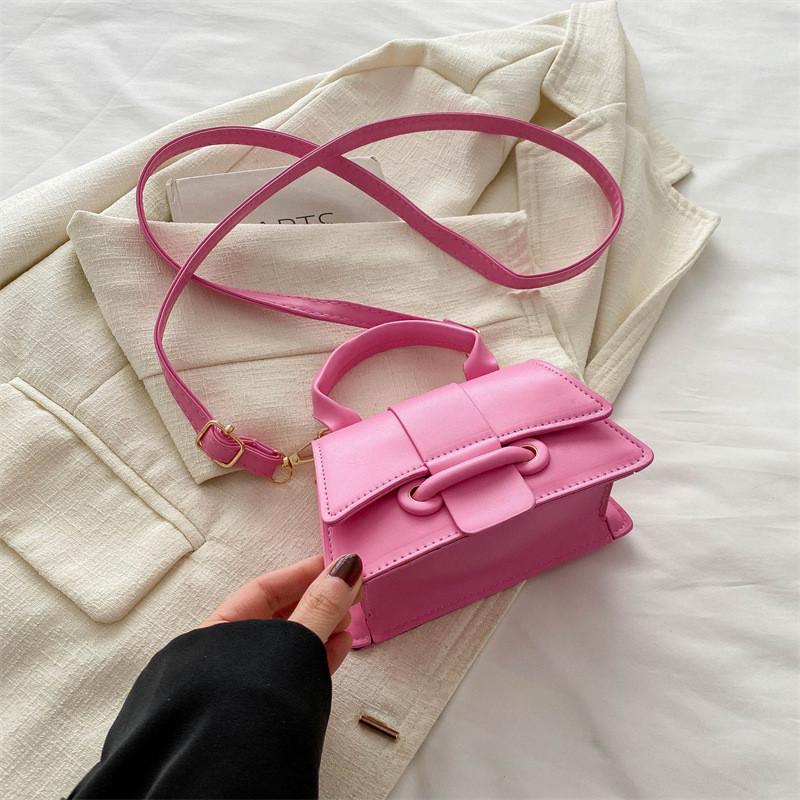 Fashionable Small Square Handbag With Pu Leather For Spring Daily Use розовый