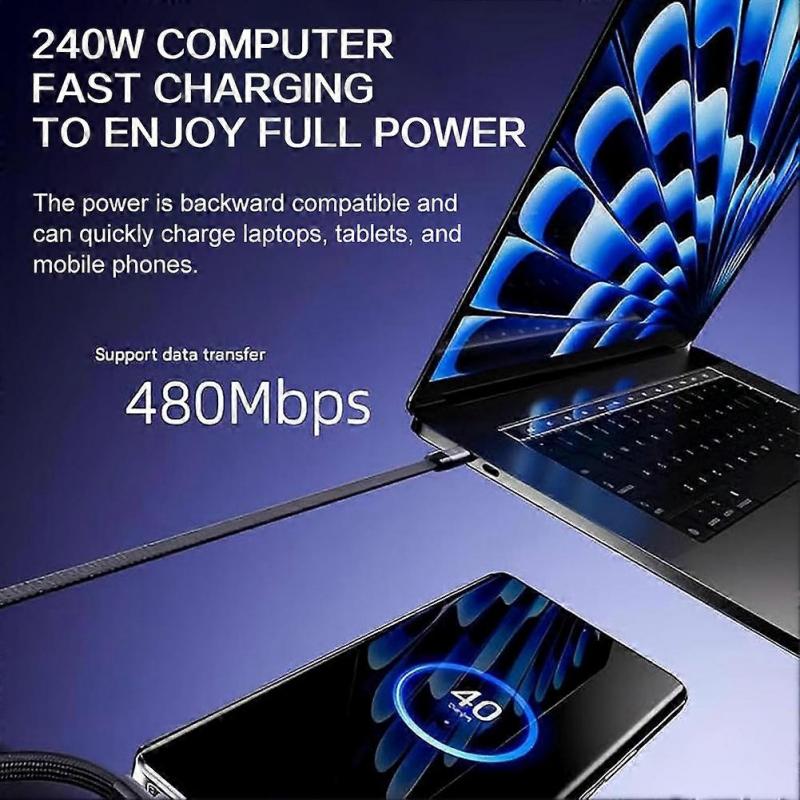 2-in-1 Invisible Stand Charging Cable, Multi Charger Cord with Type C Multi-Angle Adjustable Stand, 240W Fast Charging