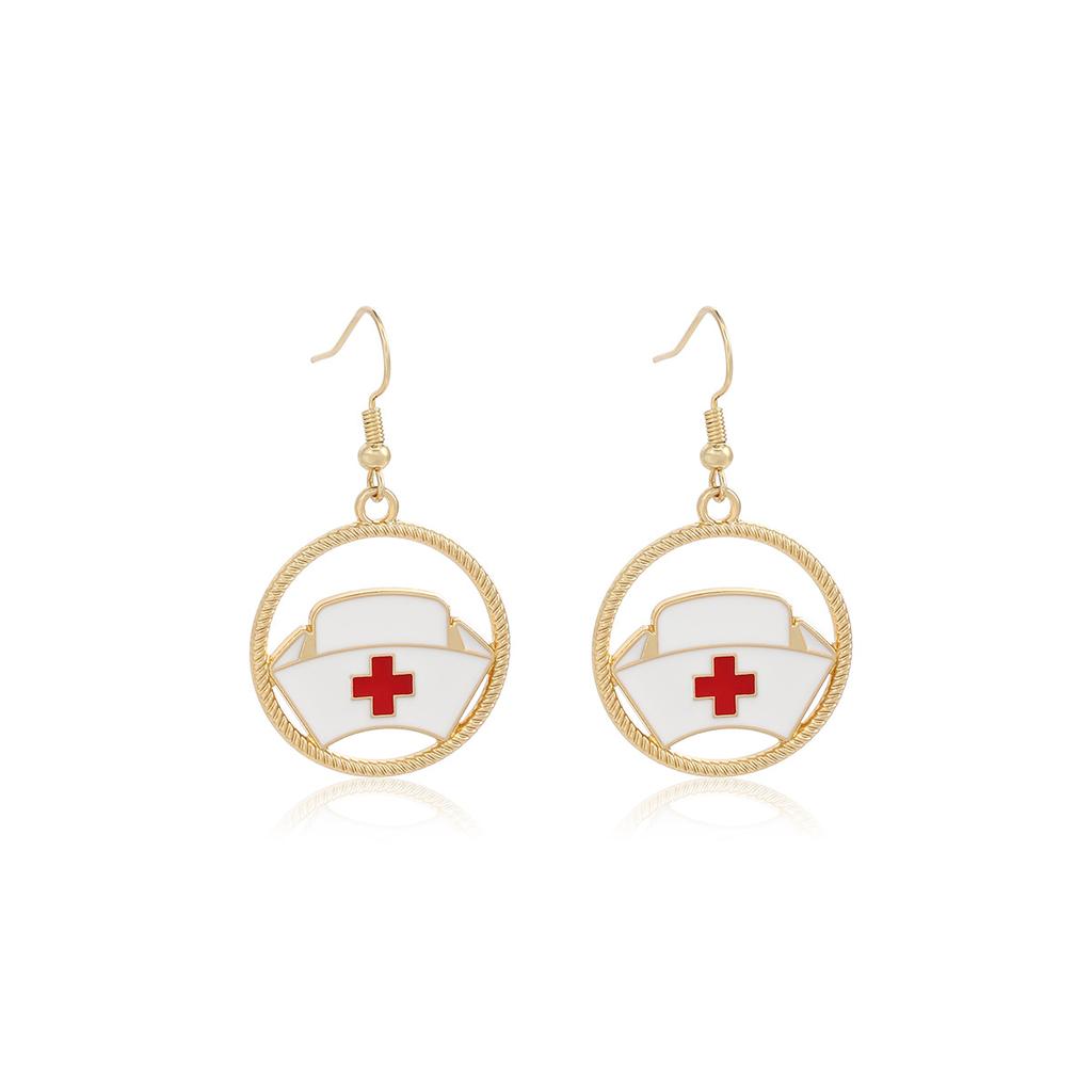 Design Sense Doctor Nurse Round Hollow Oil Drop Ear Hook, Light Luxury High Sense Fashion Temperament Earrings Women