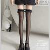 Stockings Black Ins Ripped Half Mesh Lace Long Tube Knee-high Sweet And Cute Core-spun Silk Thigh Socks