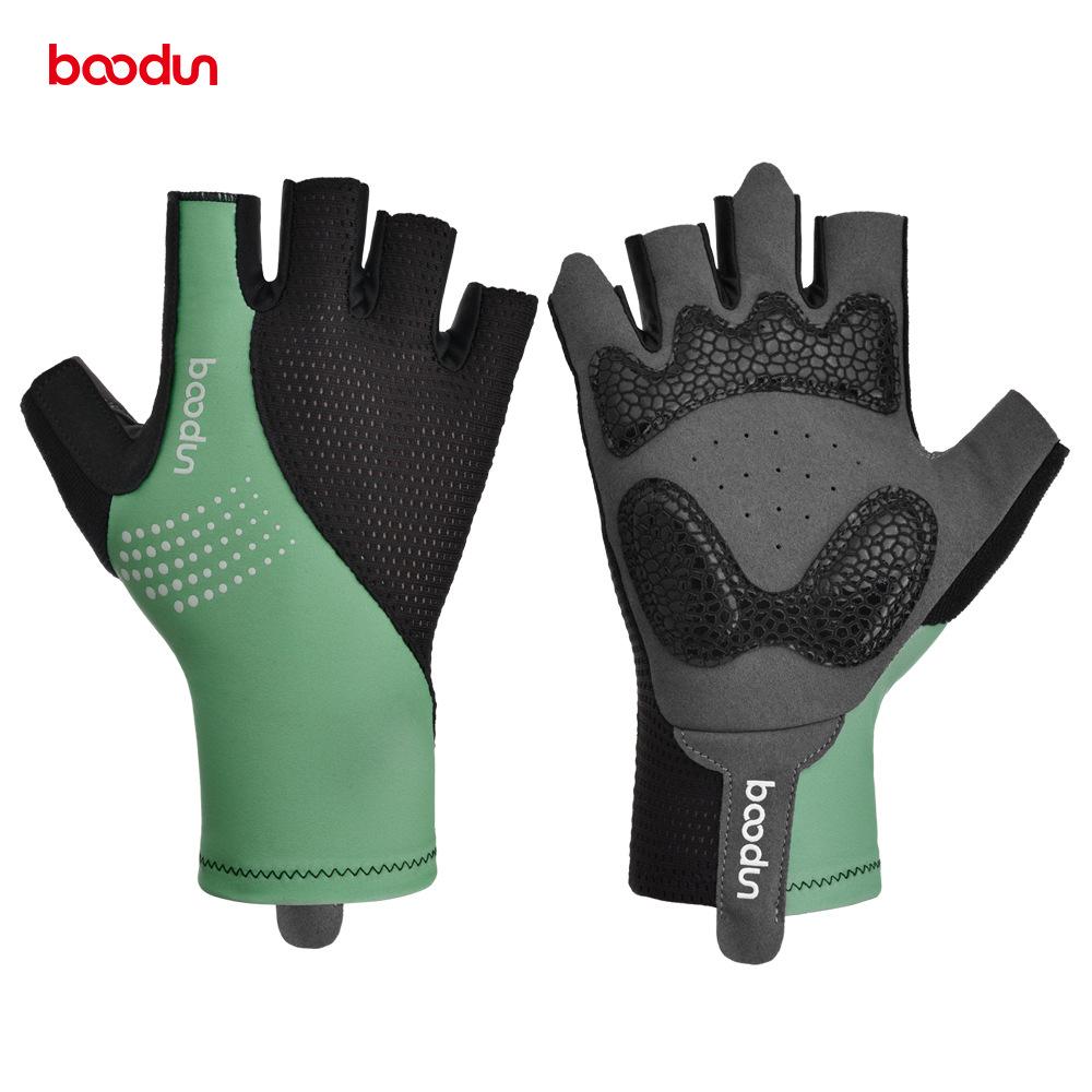 Boodun Breaking Wind Road Cycling Half Finger Gloves Breathable Lycra MTB Short Glove Outdoor Sport Fishing Motorcycling Mittens M
