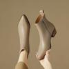 Pointed-toe Shoes, Women's Shoes, Short Boots, New Mid-heel Slimming, Versatile Boots, Soft Leather Single Boots
