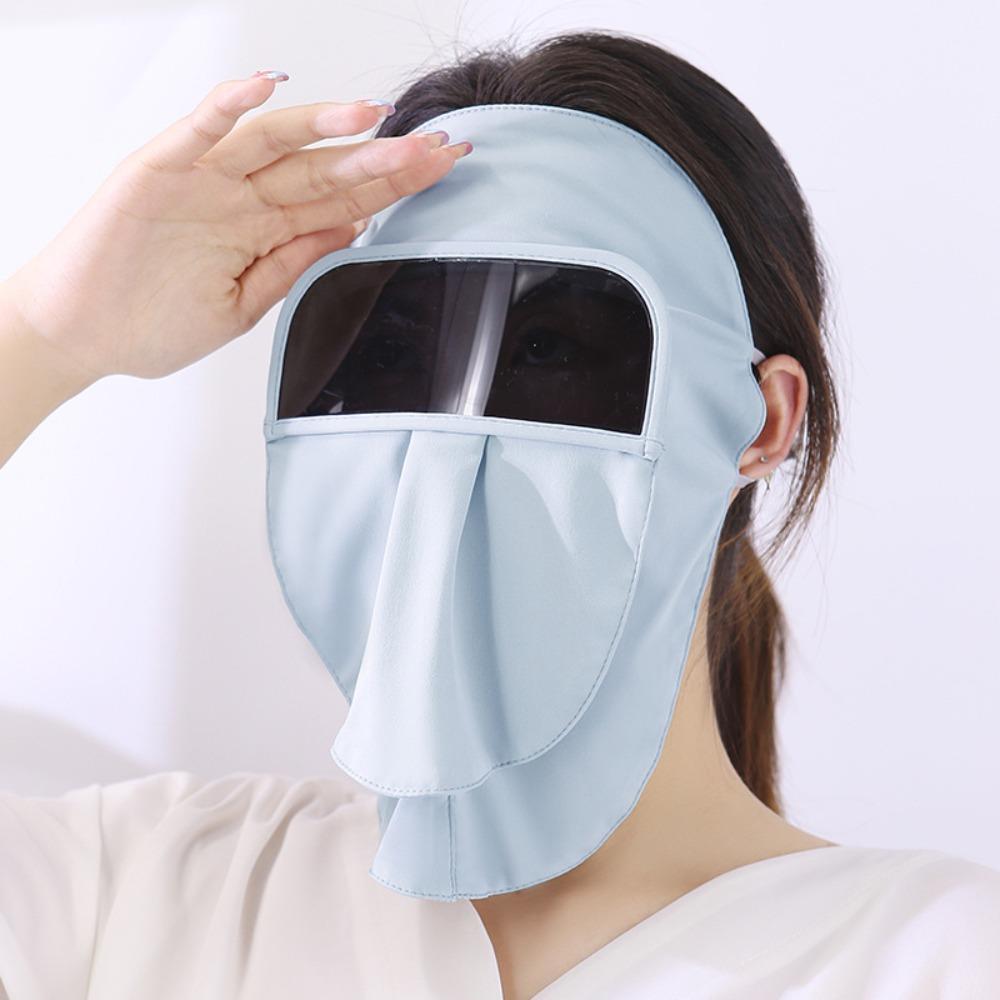

Summer Ice Silk Mask Face Mask Face Gini Mask Breathable Sunscreen Mask Outdoor світло-синій колір