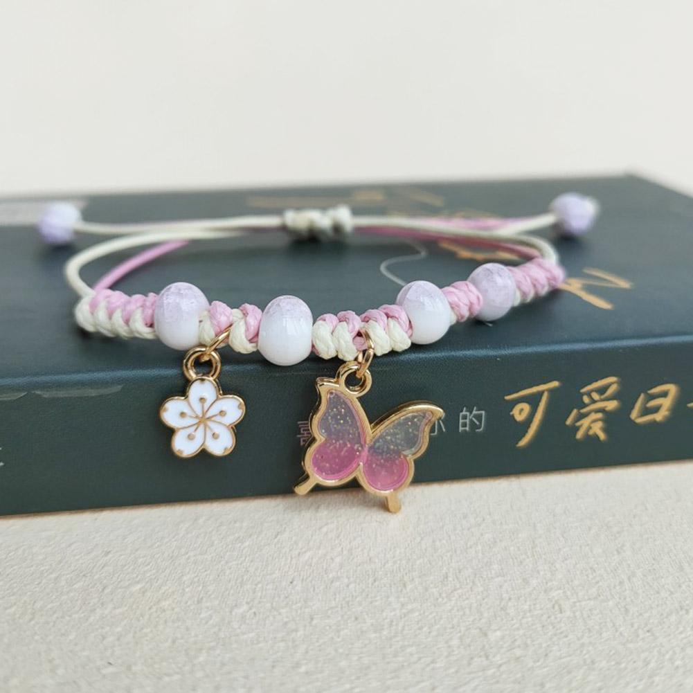Rinhoo Fashion Brățară Bangle Handmade cu Fluture Violet și Floare, Dulce Pentru Femei, Charm Animal Je P6I5