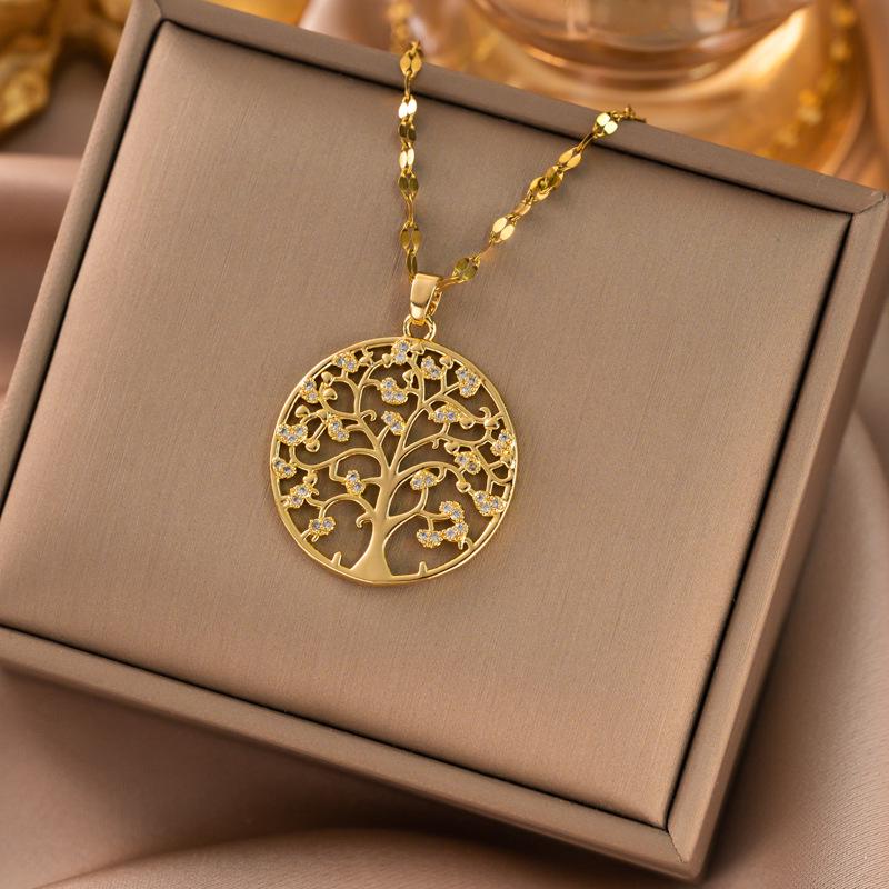 Exquisite Micro-Inlaid Full Diamond Real Gold Titanium Steel Necklace - Women's Luxury Clavicle Chain