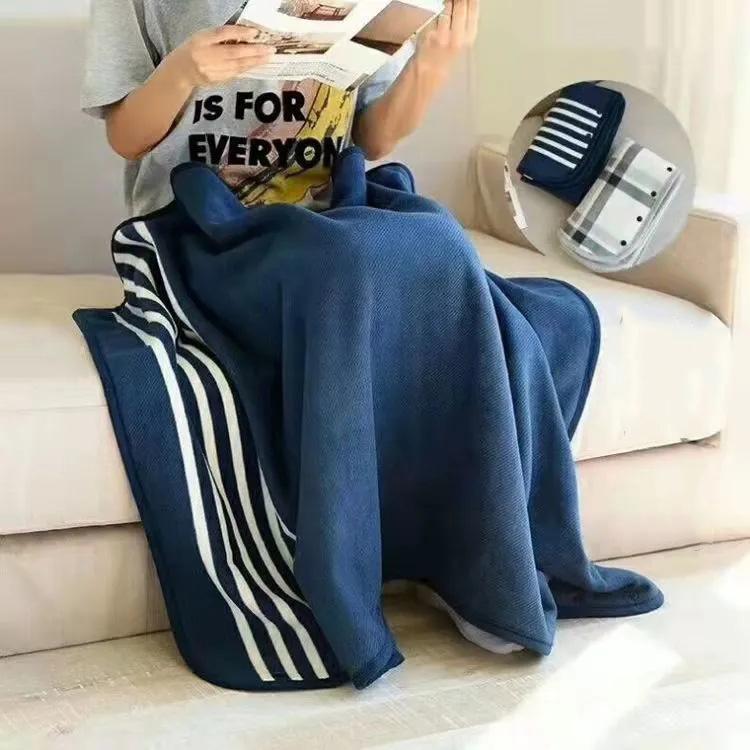 Shawl Cloak Blanket Autumn and Winter Thickening Heating Thermal Office Nap Blanket Air Conditioning Blanket Flannel Buckle Cover Blanket