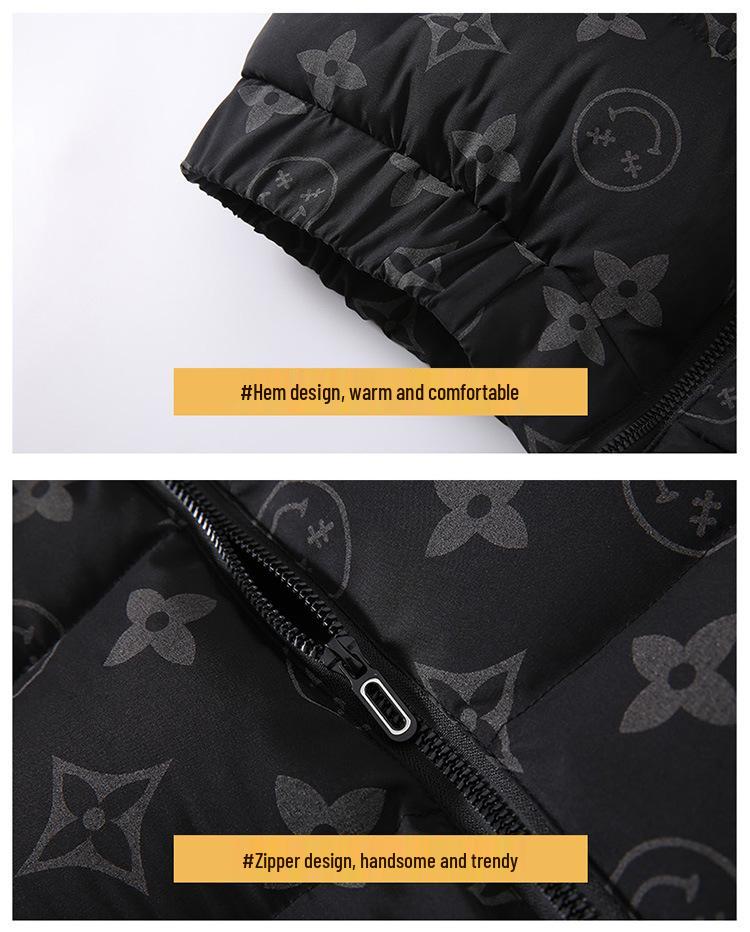 Korean Style Reflective Letter Cotton Vest: Warm, Hooded, Slim Fit Sleeveless Jacket for Men