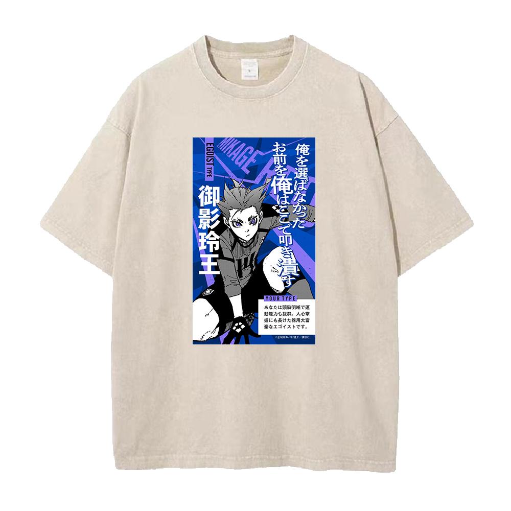 Anime BLUE LOCK Mikage Reo Cool Graphic T Shirt Men Women Cotton Tshirts Casual Oversized Tee Harajuku Male Washed T-shirt
