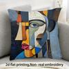 1pc Cubist Abstract Face Throw Pillow Cover 2D Double-Side Print Polyester Cushion Case for Home Sofa Car Bedroom Decor