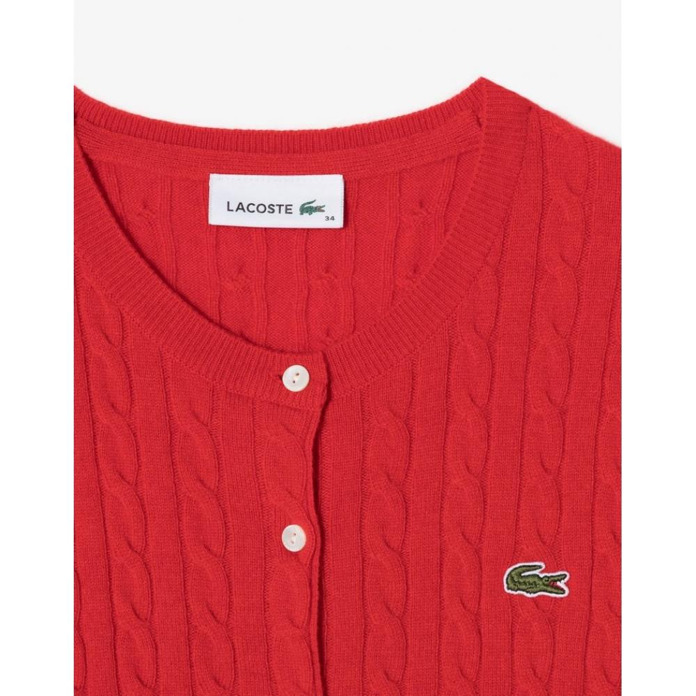 Lacoste Women S Cable Crewneck Cardigan Af091e 54n 240