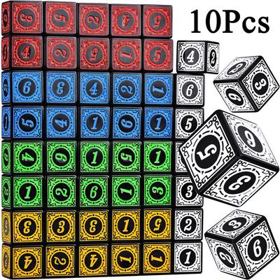 10 Stück/Set 16mm D6 Würfel Quadratisch Kantige Ecke Zahlen 6-seitige Würfel Acryl Spielen Tisch Brettspiele Bar Pub Club Party DND