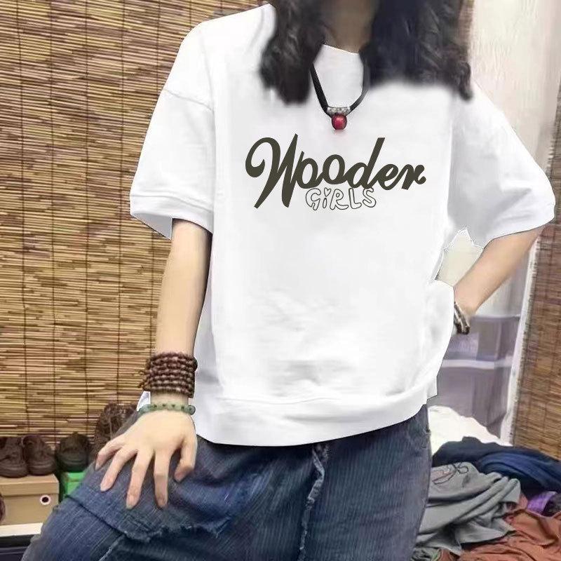 

Women s 100% Cotton Casual Short Sleeve T-Shirt, Loose Fit, Slimming Design, Plus Size, Trendy Print Top L (Recommended 100-120 lbs)