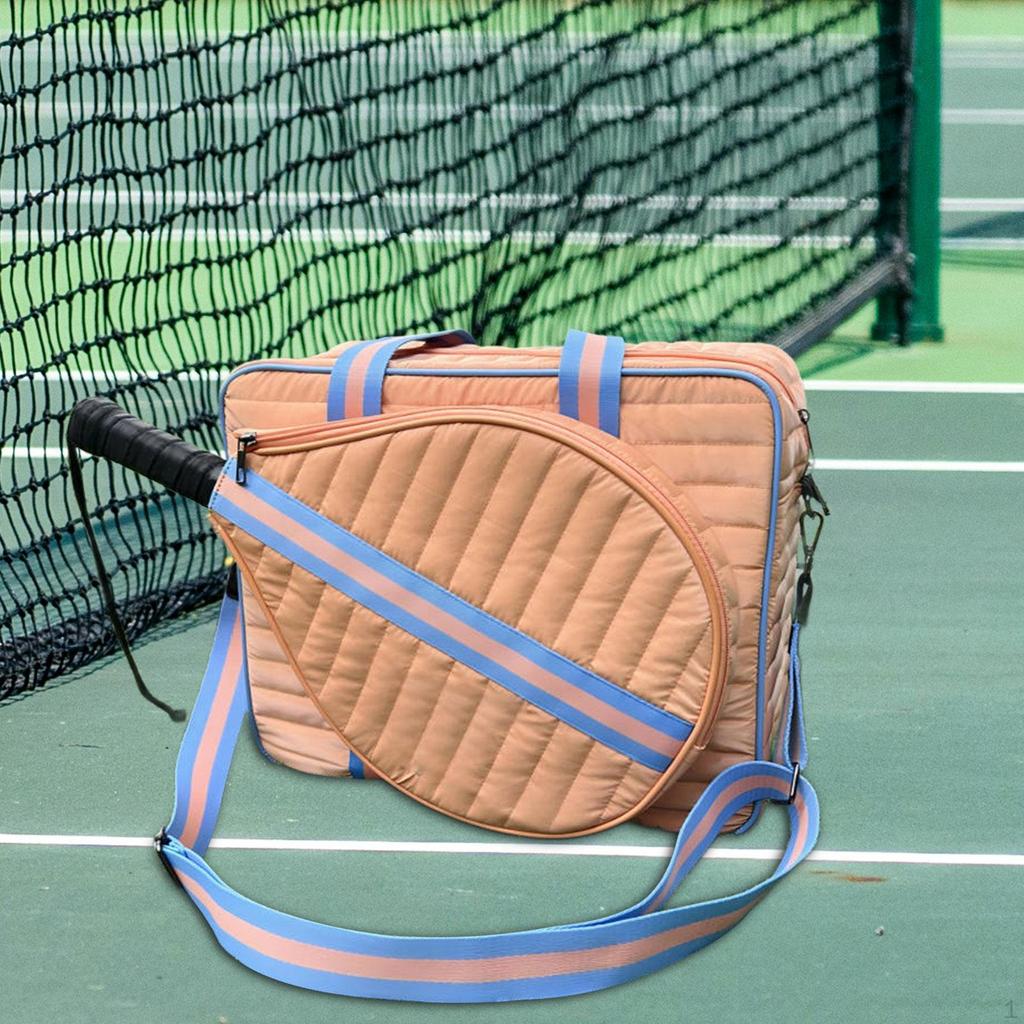 Tennis Shoulder Bag Racket Holder Lightweight Tote Multifunctional Zipper Closure