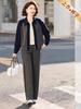 Chic Two-Piece Casual Cardigan and Straight-Leg Pants Set for Stylish Middle-Aged Moms