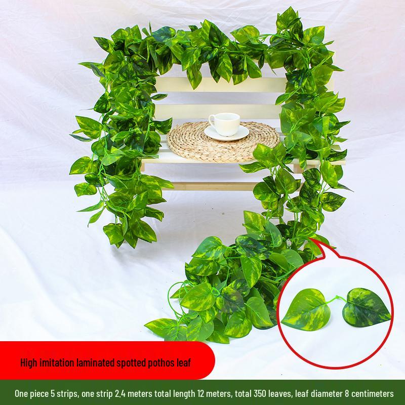 Rattan Pothos Artificial Leaf Vine for Indoor AC and Water Pipe Decoration