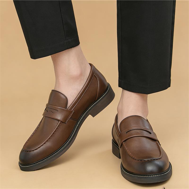 Britain Gentleman Designer Pointed Slip on Wedding Shoes for Men Black Brown Penny Loafter Formal Dress Footwear Zapatos Hombre