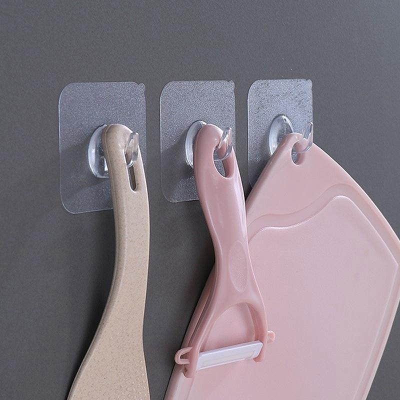 10-Pack No-Drill Adhesive Hooks Solid Plastic Anti-Skid Seamless For Bathroom/Kitchen
