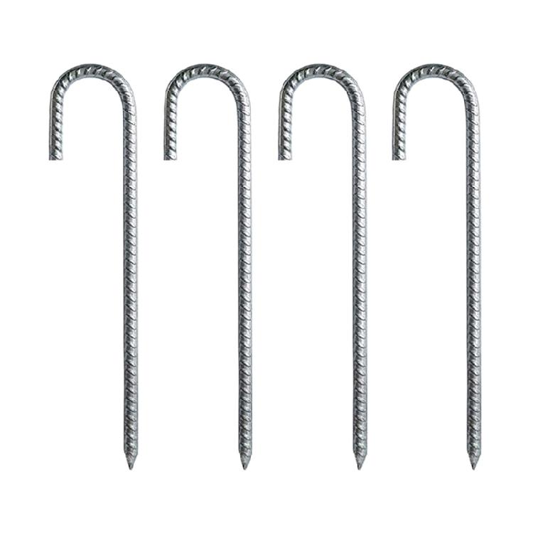 4 Pcs High Strength Garden Stake Tent Peg Galvanized Steel J Hooks Nails 1