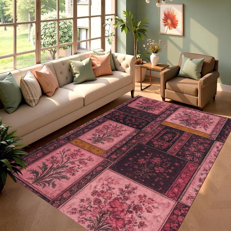 

Vintage Patchwork Floral Area Rug Traditional Persian Style Print NonSlip Floor Mat for Living Room Bedroom Farmhouse Home Decor 40X60CM