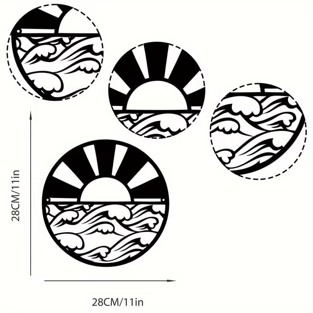 Sunrise Metal Sign Sun & Waves Wall Art Stylish Beach Room Decor Elegant Wall Art & Decoration Perfect for Coastal Themes