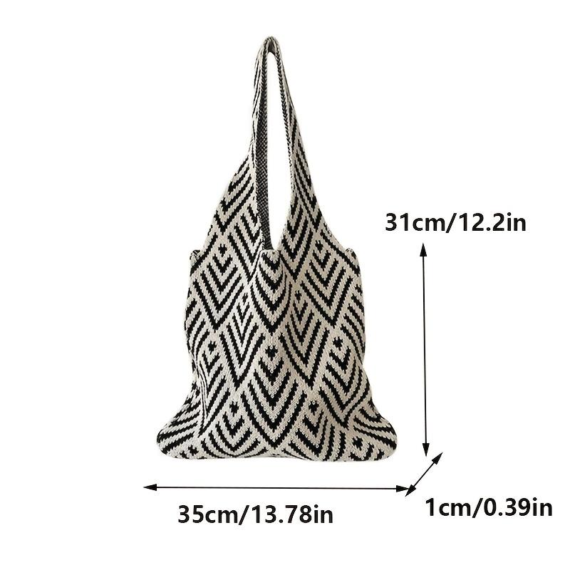 

Модная геометрическая контрастная ручная вязаная сумка ручной работы женская минималистичная сумка-узел через плечо летняя пляжная сумка Black And White Color