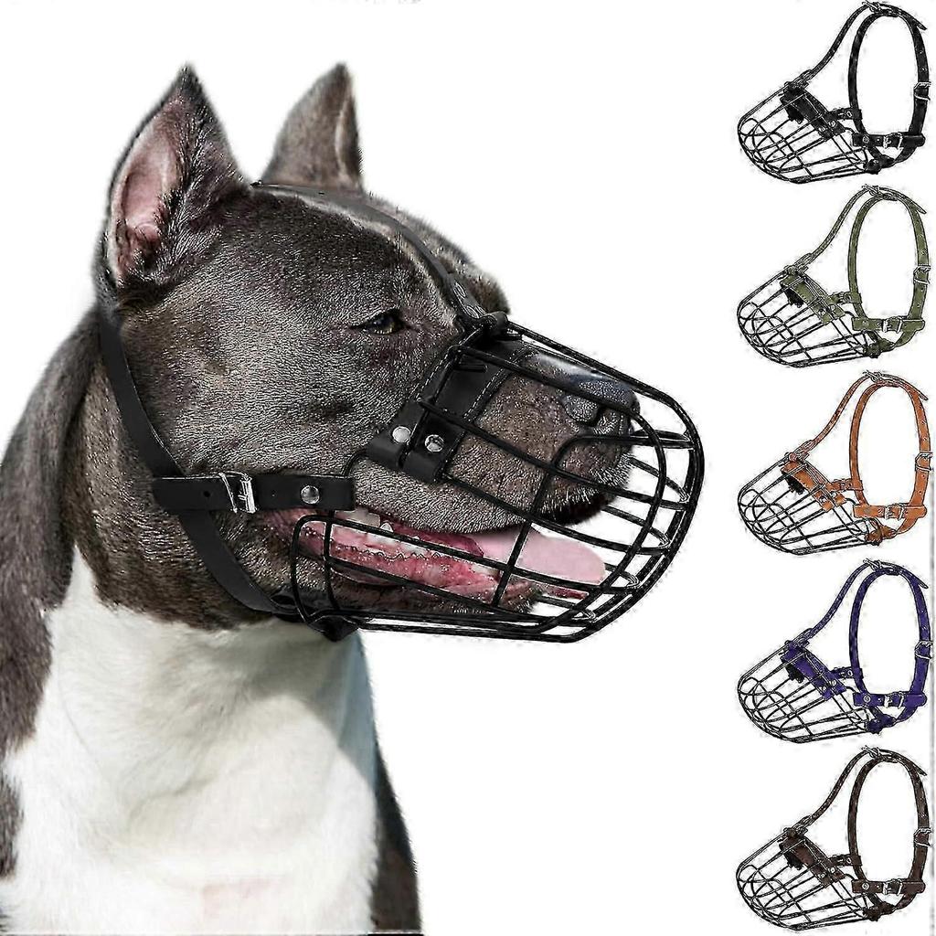 Breathable Metal Basket Muzzle for Pitbull Amstaff Staffordshire Terrier Large Dogs