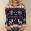 Women's Fashion Casual Long Sleeve  Print Round Neck Top