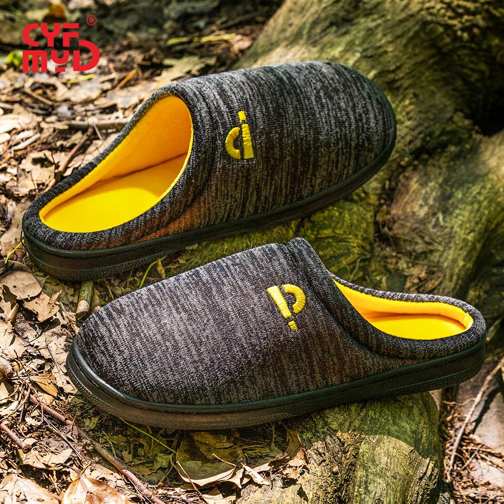 

Мужские вышитые тканевые тапочки с пеной памяти - Супермягкая подкладка и нескользящая подошва из ТПР, Теплая, удобная домашняя зимняя обувь 46-47 темно-серого