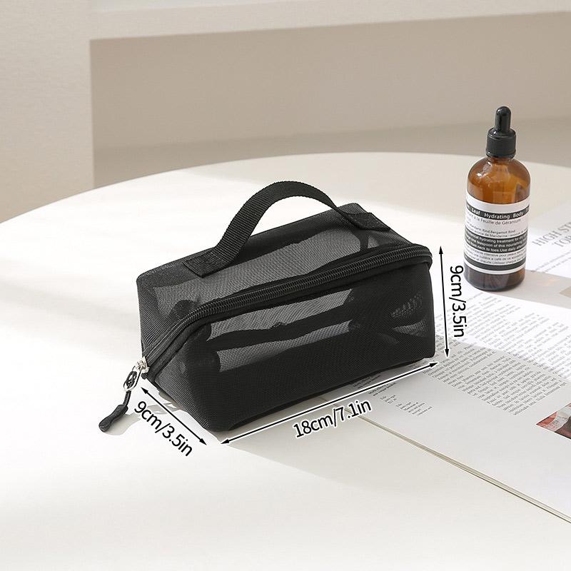 Women Mesh Cosmetic Bag Travel Zipper Toiletry Bags Black Makeup Organizer Female Lipstick Storage Pouch Toiletry Beauty Case