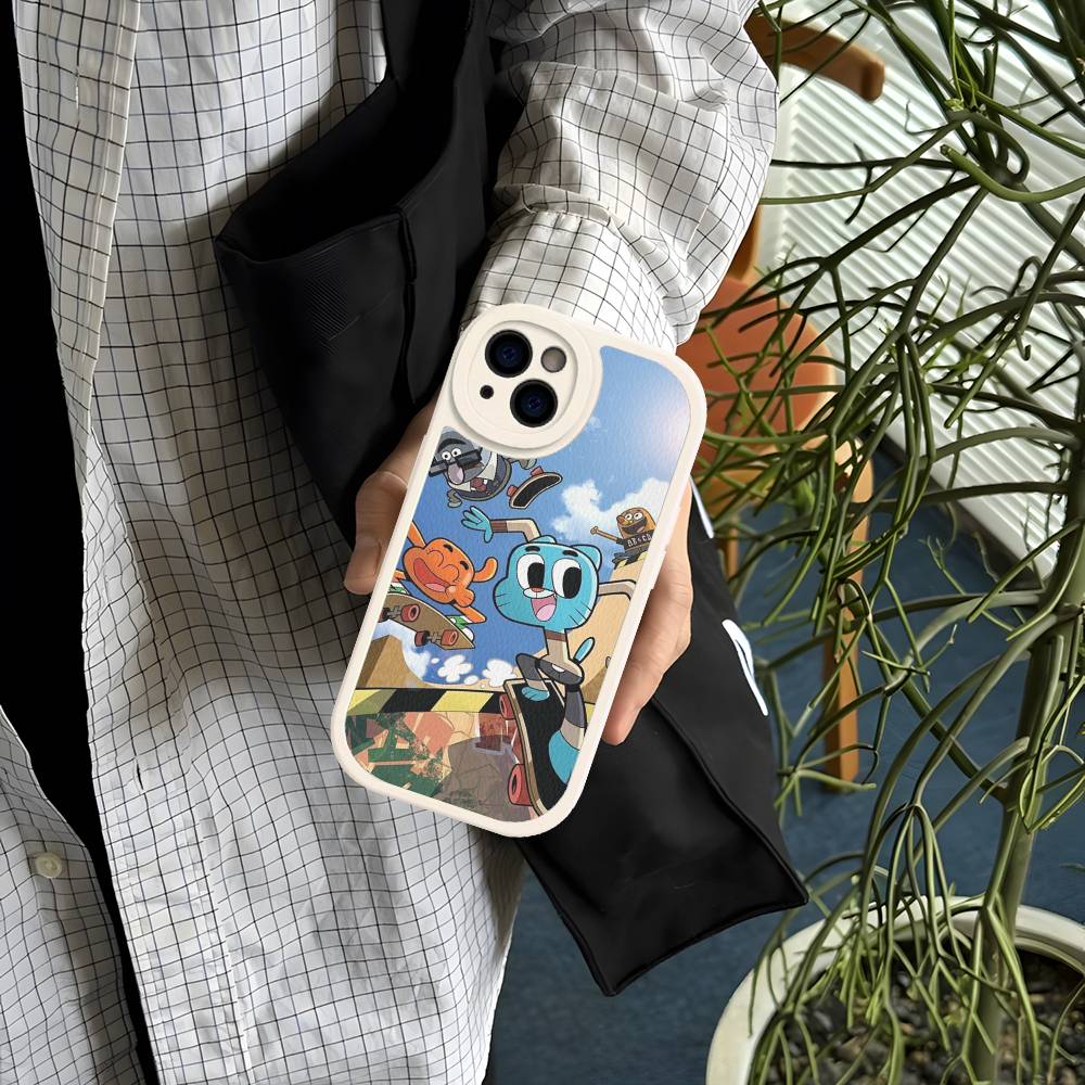 The A-Amazing World Gumball Anime Phone Cover For IPhone 11 12 13 14 15 16 Pro Max Mini Plus Soft Leather Case