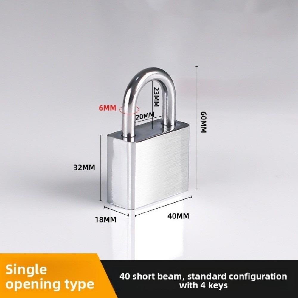 304 Stainless Steel Door Lock Padlock with 4 Keys Silver Antirust Street Lock Anti-theft Heavy Duty Anti-pick Locks