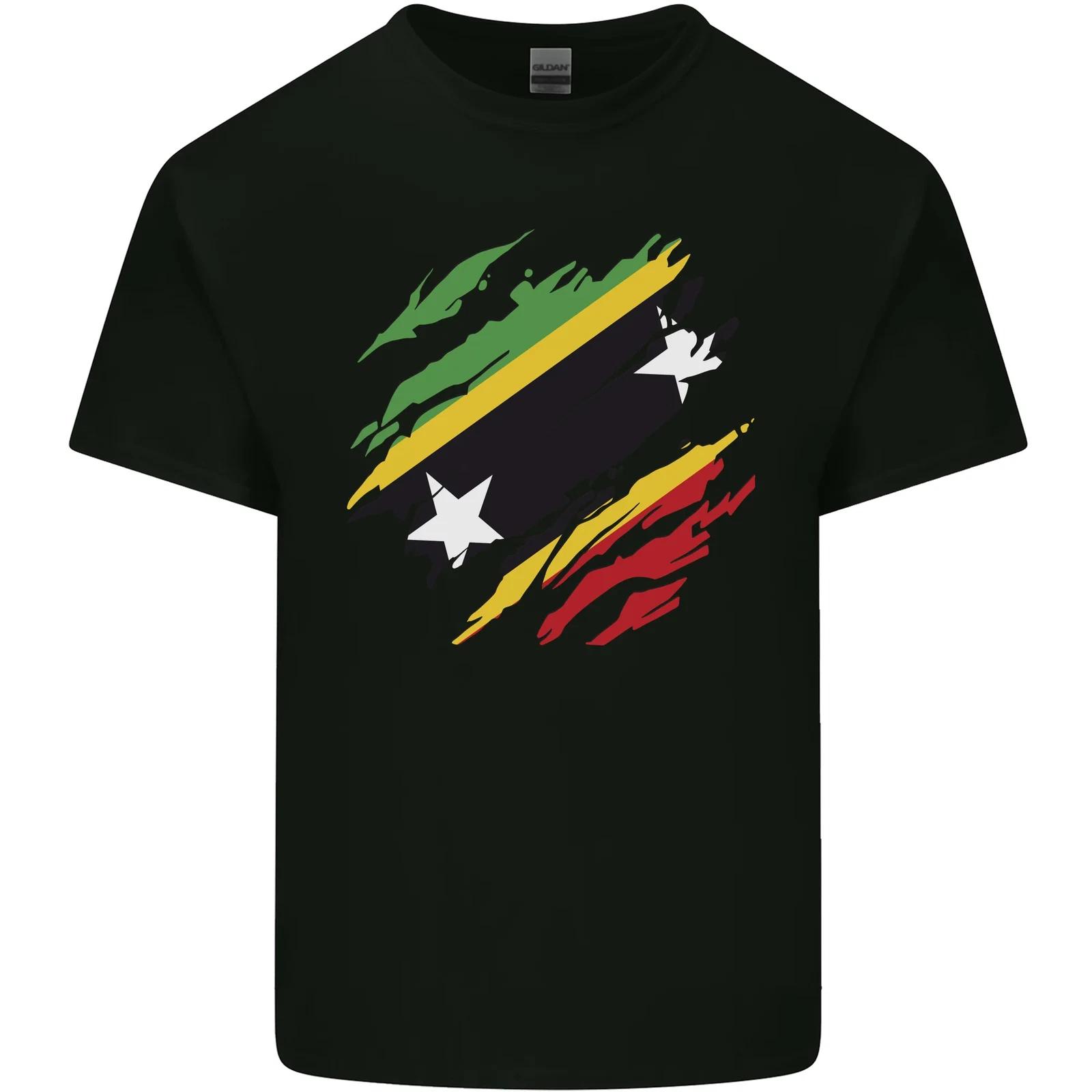 Torn Saint Kitts and Nevis Flag Day Football Kids T-Shirt Childrens 2XL