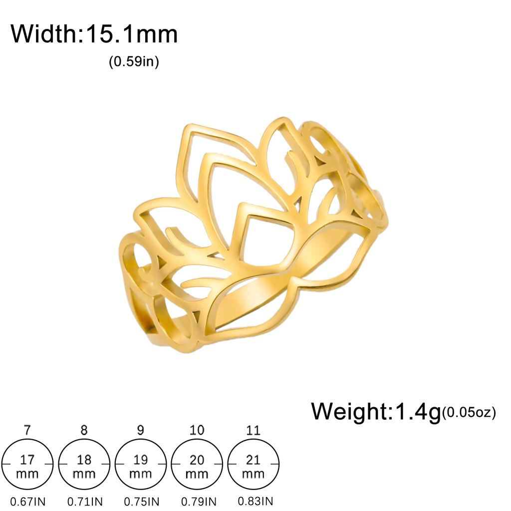 COOLTIME Women Lotus Ring Stainless Steel Buddhism Yoga Lucky Finger Ring Amulet Jewelry Gift