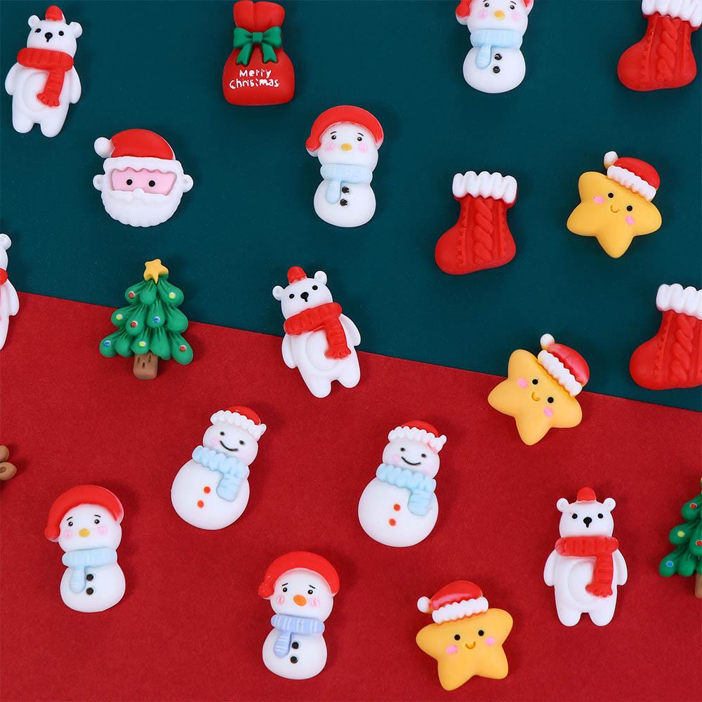 Santa Claus Figurines Pattern For DIY Hairpin Making Home Embellishments New Year Ornament Christmas Patches DIY Art Material