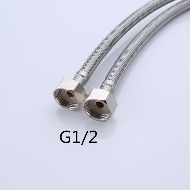 2pcs Stainless Steel Flexible Water Supply Hose G 1/2 Cold Faucet Plumbing Pipe For Bathroom Kitchen Sink