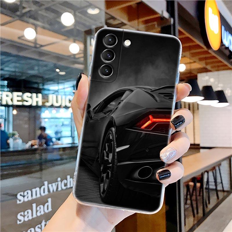Transparente Silikonhülle für Männer und Frauen mit Sportwagen für Samsung Galaxy S22 S21 S20 FE S 22 Ultra S10 E S9 Plus 5G Telefonabdeckung Coque