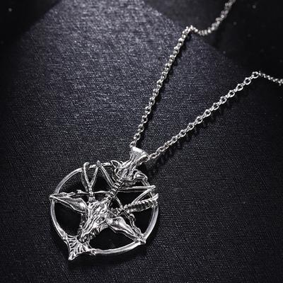 Vintage Pan God Skull pandantive colier bărbați modă pentagram cap de capră pandantiv lanț unisex noroc aliaj gotic colier bijuterii