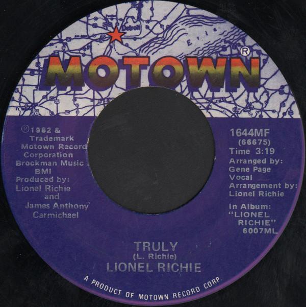 

7inch Record LIONEL RICHIE - Truly 1644MF Motown 1982 US Soul/Funk Used
