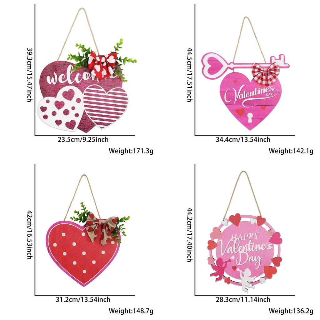 Charmantes Valentinstags-Willkommensschild aus Holz in Herzform mit entzückender Schleife zur Heimdekoration