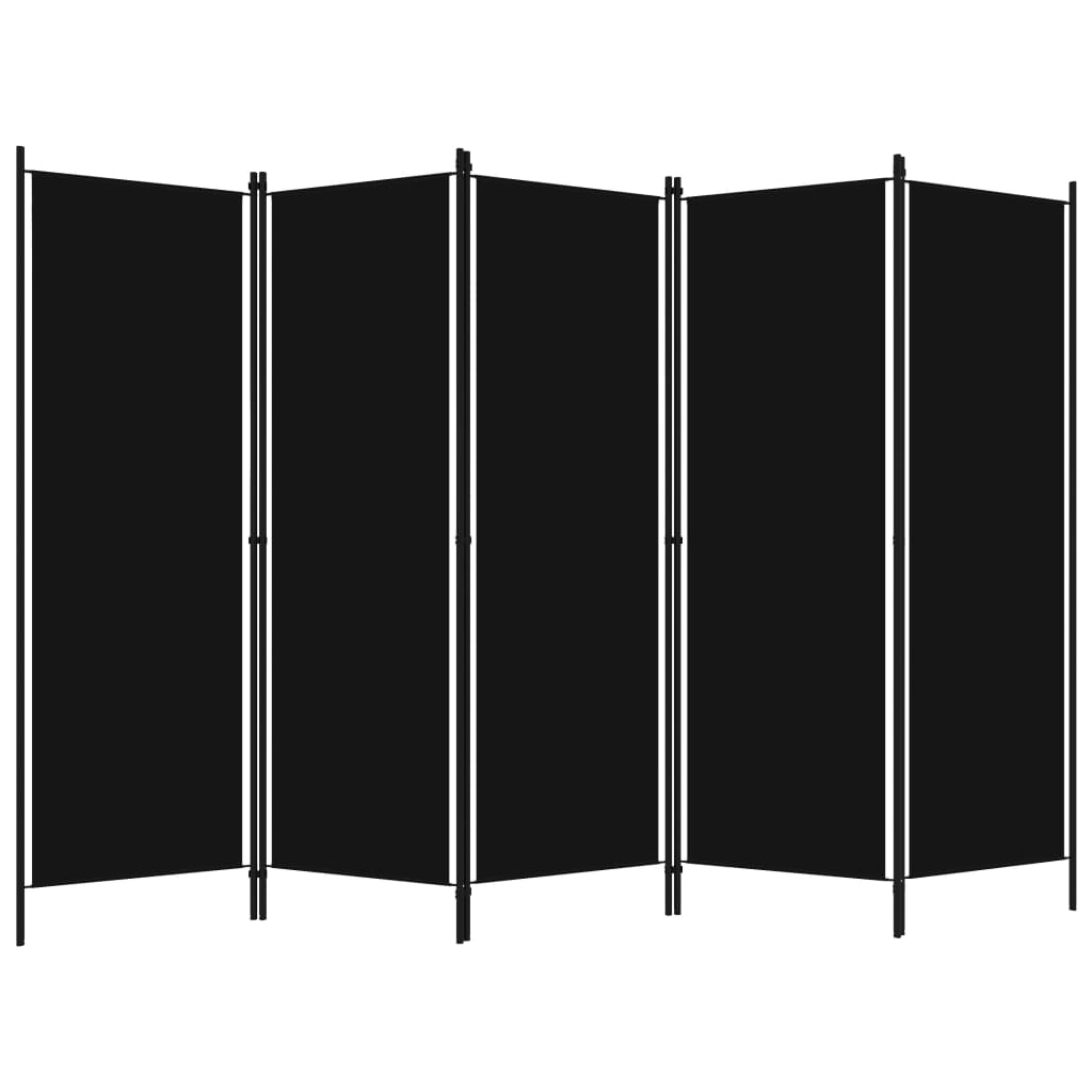 5 Piece Room Divider Black 250 X 180 Cm