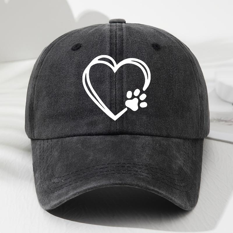 

Men s and women s baseball caps with center and paw print design, outdoor activities such as fishing and camping