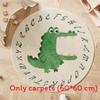 Cartoon Round Area Rug For Bedroom With Monster And Dinosaur Print Design Kids Reading Room Decor